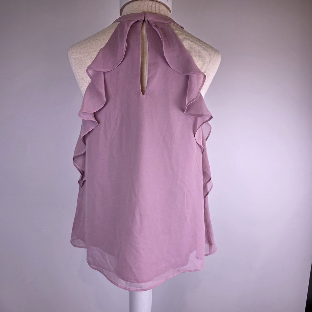 LC Lauren Conrad Runway Collection Faint Mauve Ruffle Halter Top S Ruffle NWT - Picture 5 of 9